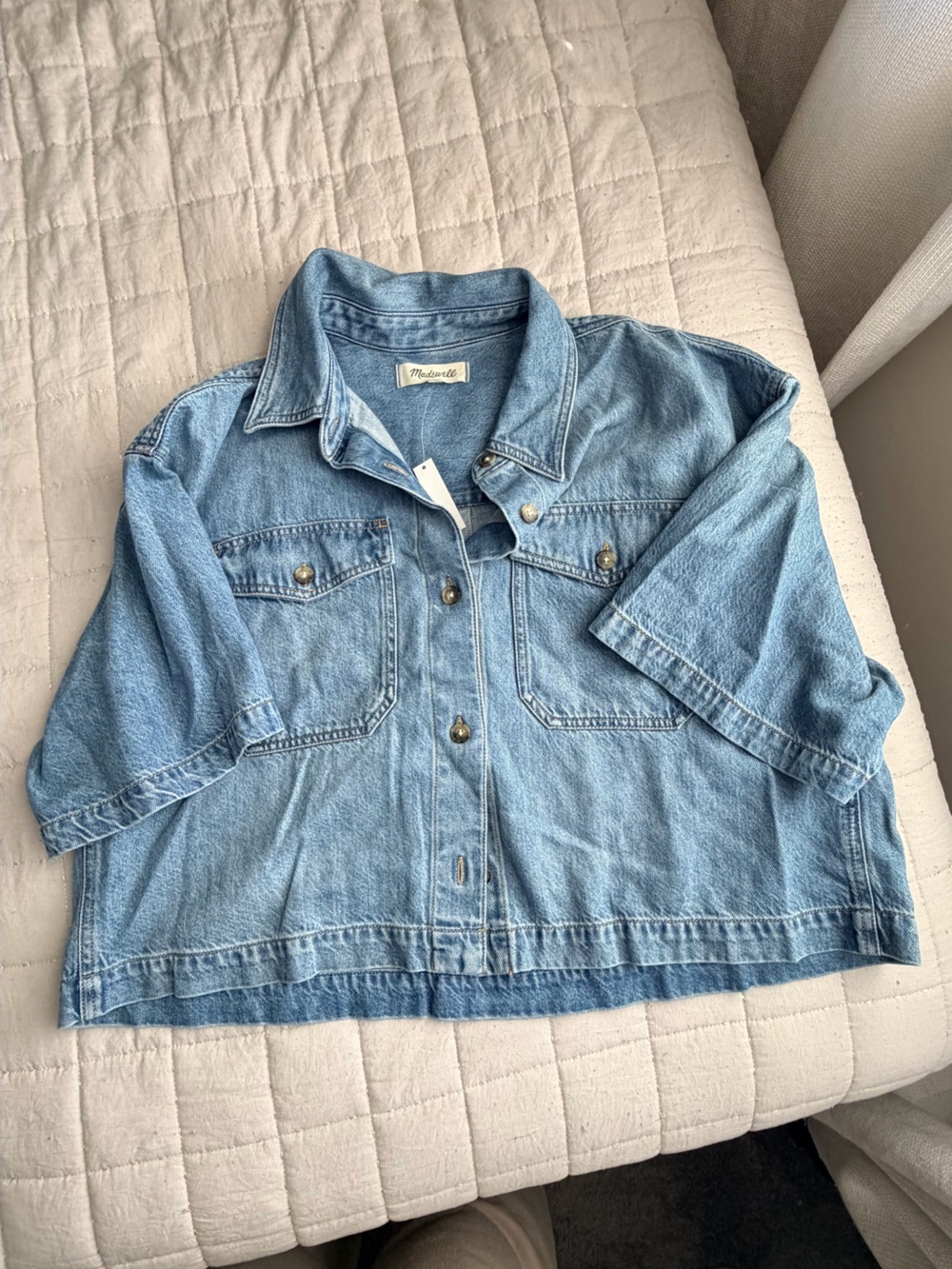 Madewell Light Wash Denim Button-Front Overshirt